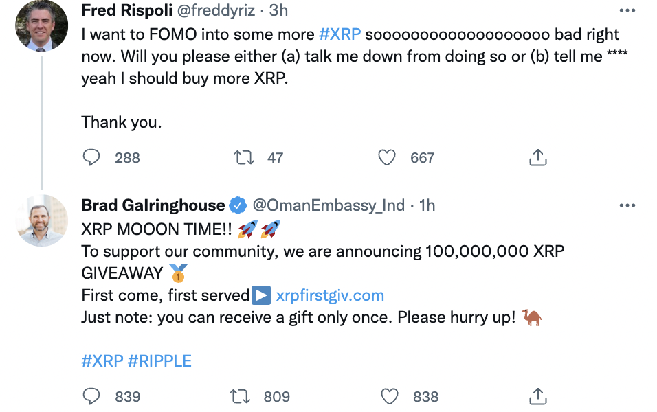 Oman's Indian embassy Twitter account compromised to promote XRP scam