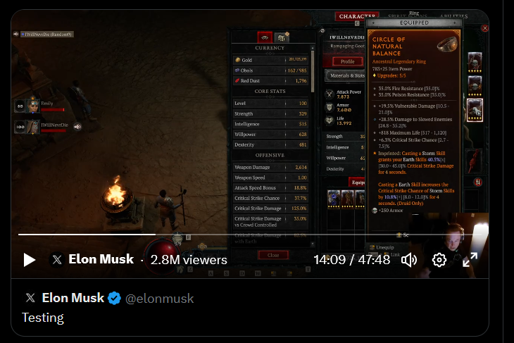 X's 'everything app' push continues as Elon Musk tests video game streaming