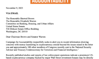 Ethics watchdog rats out Circle for links to Tron in letter to Sens. Warren, Brown